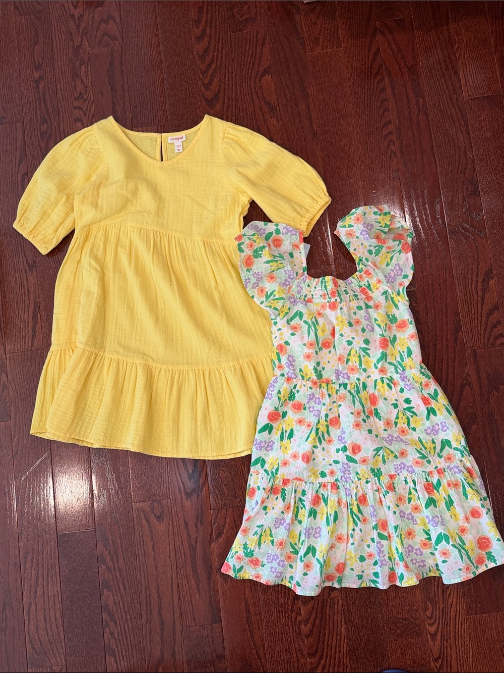 Cat & Jack Yellow Tiered Girls' Dress and Floral Ruffle Dress
